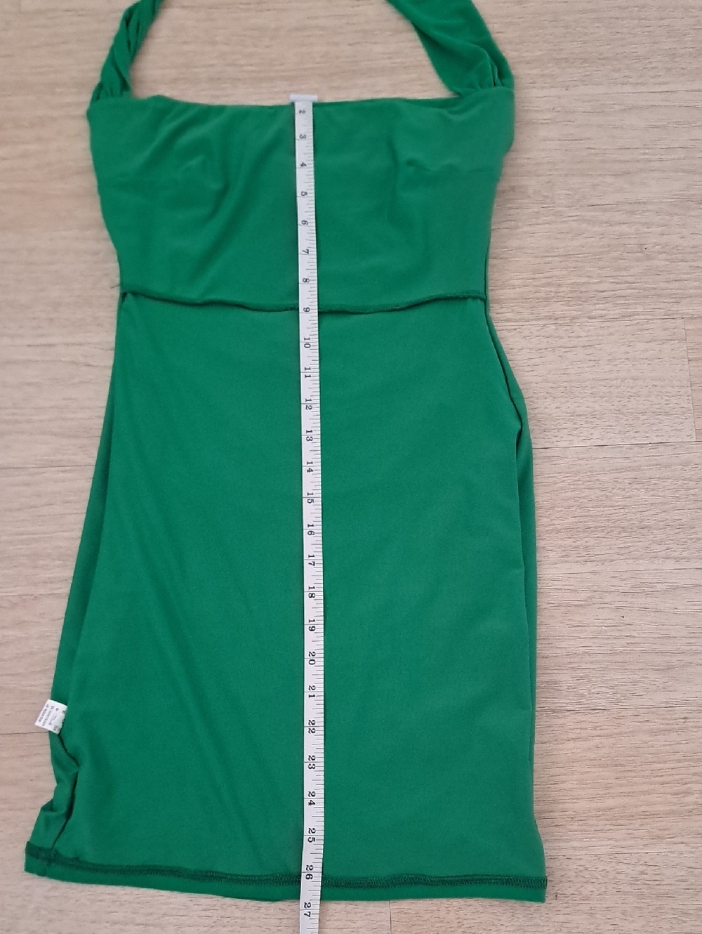 Green Ruched Halter Mini Dress - Picture 5 of 9